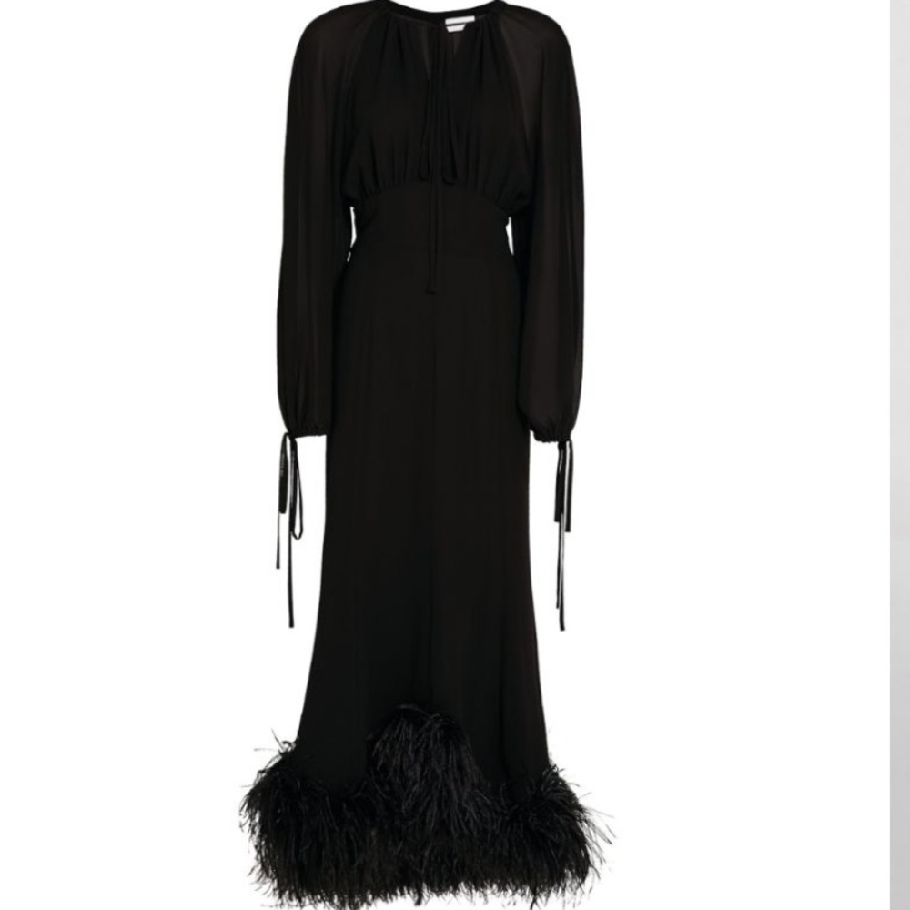 16Arlington Feather Trim Davis Midi Dress